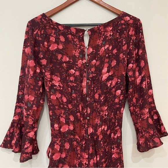 Free People Berry Wine Floral All the Right Ruffles Romper Size XS - Picture 4 of 10